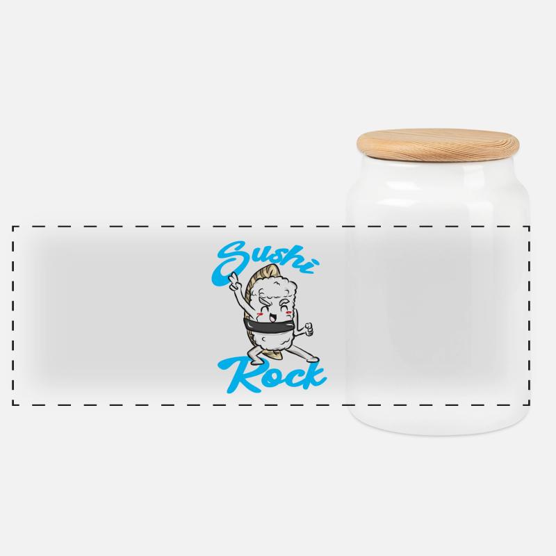 Sushi Essen Japan Geschenk - Panorama Keksdose mit Holzdeckel - Weiß