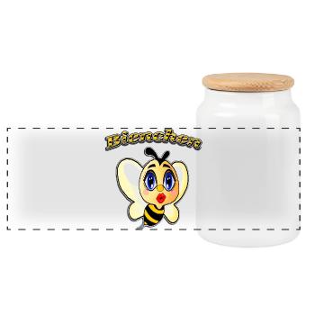 Bee Bee t-shirt Sabine i love sabinchen - Panoramic Cookie Jar with Wooden Lid - white - Front