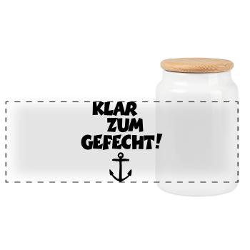 Klar zum Gefecht! Segeln Segler Segelspruch - Panorama Keksdose mit Holzdeckel - Weiß - Vorne