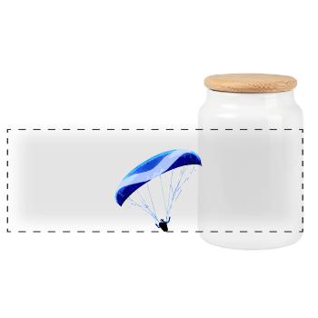 Paragliding - Panoramic Cookie Jar with Wooden Lid - white - Front