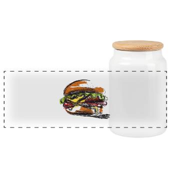 Hamburger-Stuffed Sandwich Poster - Panoramic Cookie Jar with Wooden Lid - white - Front