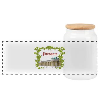 POTSDAM - Panorama Keksdose mit Holzdeckel - Weiß - Vorne