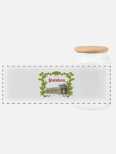 POTSDAM - Panorama Keksdose mit Holzdeckel - Weiß