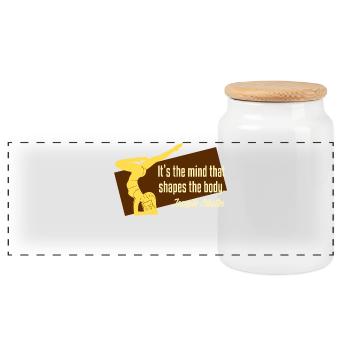 Workout Pilates Fitness Training Saying Quote - Panoramic Cookie Jar with Wooden Lid - white - Front