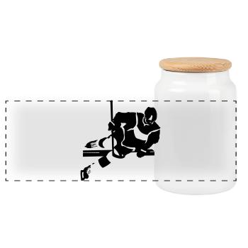 hockey - Panoramic Cookie Jar with Wooden Lid - white - Front