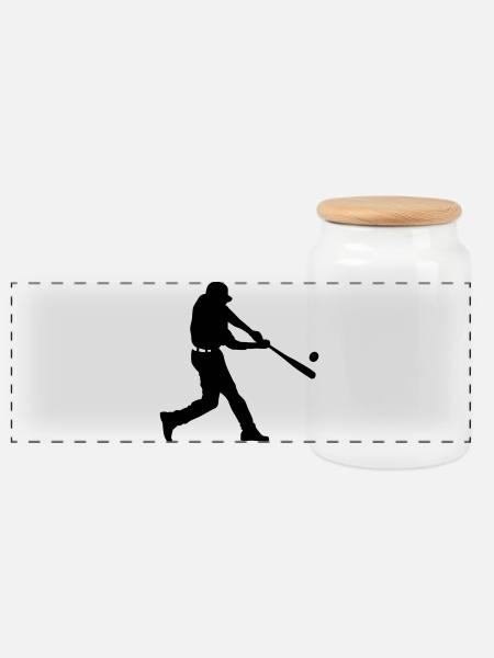 Baseball - Panorama Keksdose mit Holzdeckel - Weiß