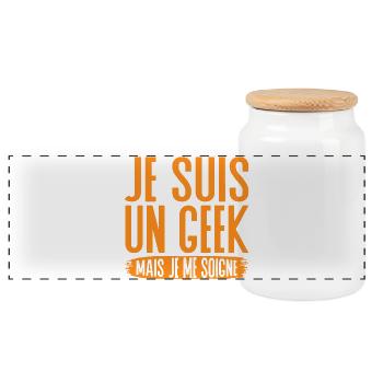 Je suis un geek mais je me soigne - Boîte à biscuits avec couvercle en bois - blanc - Devant