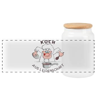 Cuisinier amateur - cuisinier - passe-temps - Boîte à biscuits avec couvercle en bois - blanc - Devant