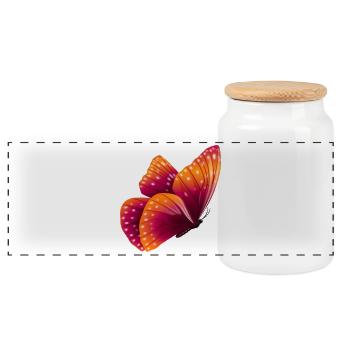 Butterfly Gift Shirt Orange Exotic Animal - Panoramic Cookie Jar with Wooden Lid - white - Front