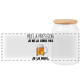 Mug à Biere Conception Unique - Boîte à biscuits avec couvercle en bois - blanc - Devant