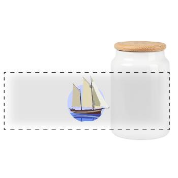 Illustration de cercle pastel de voilier - Boîte à biscuits avec couvercle en bois - blanc - Devant