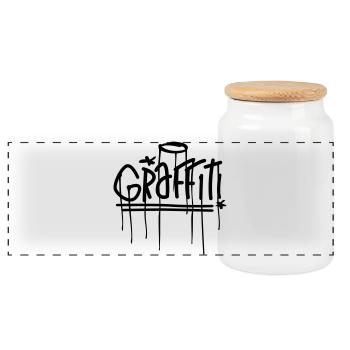 graffiti - Panoramic Cookie Jar with Wooden Lid - white - Front
