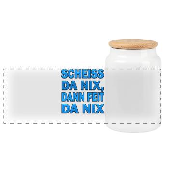 SCHEISS DA NIX - Panorama Keksdose mit Holzdeckel - Weiß - Vorne