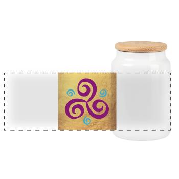 Poster Decoration Yoga Buddhism Triskele - Panoramic Cookie Jar with Wooden Lid - white - Front