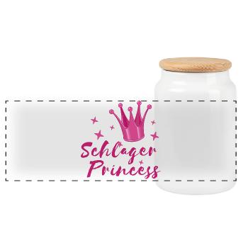 Schlager Prinzessin Volksmusik Schlagerfan Krone - Panorama Keksdose mit Holzdeckel - Weiß - Vorne