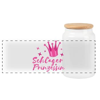 Schlager Prinzessin Schlagerfan Krone Volksmusik - Panorama Keksdose mit Holzdeckel - Weiß - Vorne