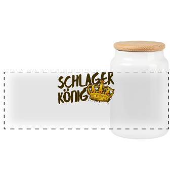 Schlagerkönig Schlager König Volksmusik Statement - Panorama Keksdose mit Holzdeckel - Weiß - Vorne