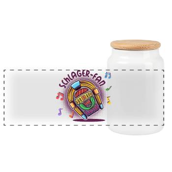 Schlagermusik Schlager Fan Schlagerfan Team Outfit - Panoramic Cookie Jar with Wooden Lid - white - Front