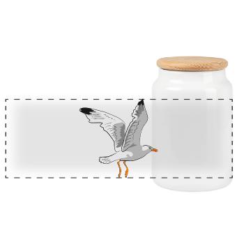 Stilvolle Möwe im Flug - Panorama Keksdose mit Holzdeckel - Weiß - Vorne