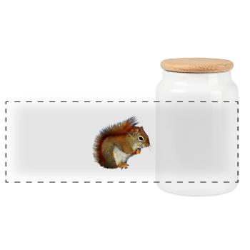 Eichorn squirrel nuts forest photo gift - Panoramic Cookie Jar with Wooden Lid - white - Front