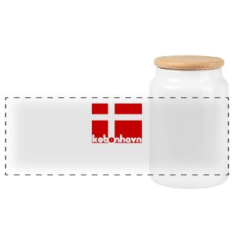 Copenhagen Denmark Dannebrog gift idea children - Panoramic Cookie Jar with Wooden Lid - white - Front