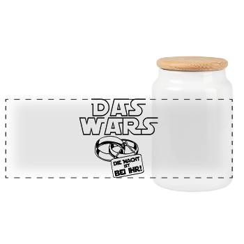 Junggesellenabschied - das wars die macht ist (25) - Panorama Keksdose mit Holzdeckel - Weiß - Vorne