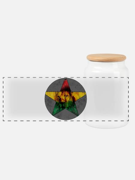 Lion Portrait with African Flag - Panoramic Cookie Jar with Wooden Lid - white