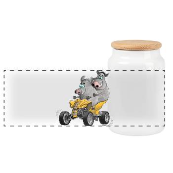 Lustige Quad Fahrer - Panorama Keksdose mit Holzdeckel - Weiß - Vorne