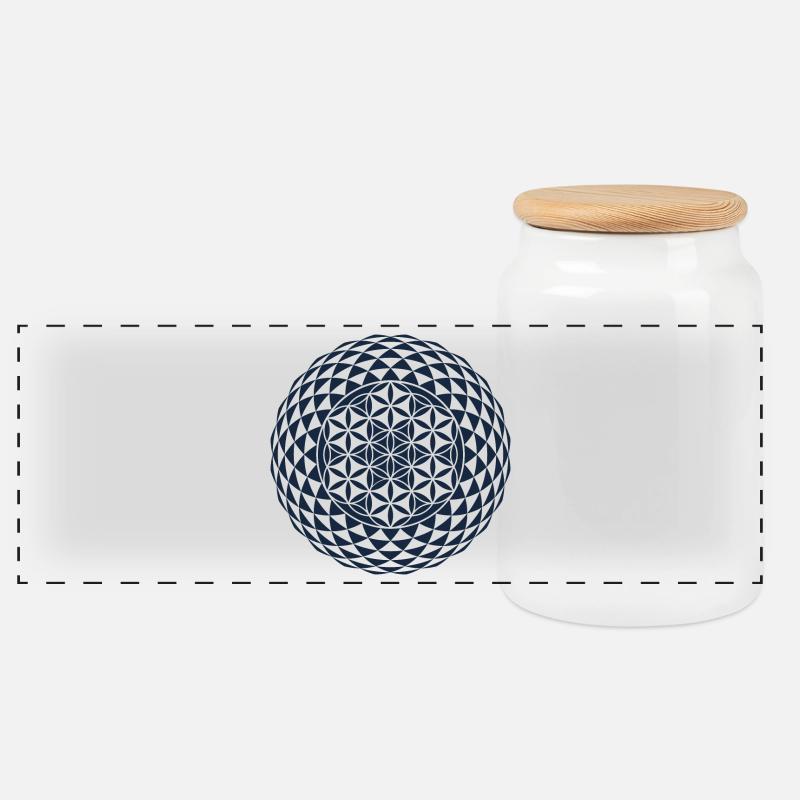 Torus, Heilige Geometrie - Panorama Keksdose mit Holzdeckel - Weiß