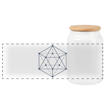 Blaues abstraktes geometrisches Design - Panorama Keksdose mit Holzdeckel - Weiß - Vorne