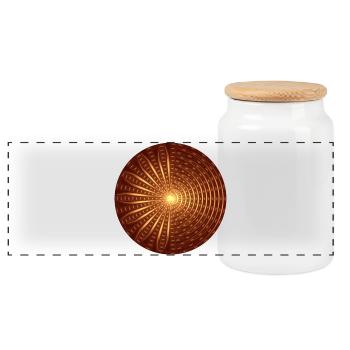mandala of earthiness - Panoramic Cookie Jar with Wooden Lid - white - Front