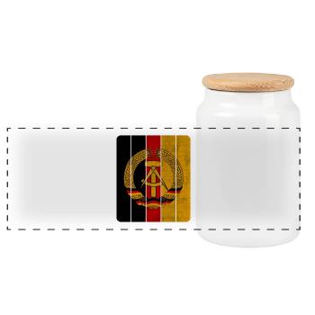 DDR Balken im Vintage Design / Geschenk Ostalgie - Panorama Keksdose mit Holzdeckel - Weiß - Vorne