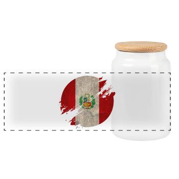Peru Circle / Flag Gift National Flag - Panoramic Cookie Jar with Wooden Lid - white - Front