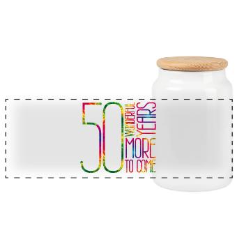 50 Wonderful Years, More To Come - Panorama Keksdose mit Holzdeckel - Weiß - Vorne