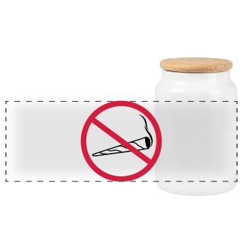 joint forbidden shield zone no clipart logo hemp - Panoramic Cookie Jar with Wooden Lid - white - Front