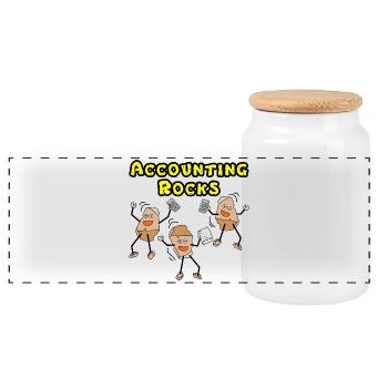 Accounting Rocks - Panoramic Cookie Jar with Wooden Lid - white - Front