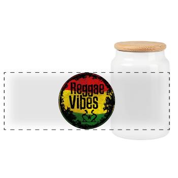 Reggae Vibes Rasta Design - Panorama Keksdose mit Holzdeckel - Weiß - Vorne