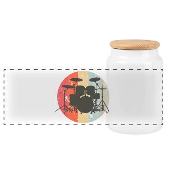 Drums, Drum, Music, Retro, Drumms, Band - Panoramic Cookie Jar with Wooden Lid - white - Front