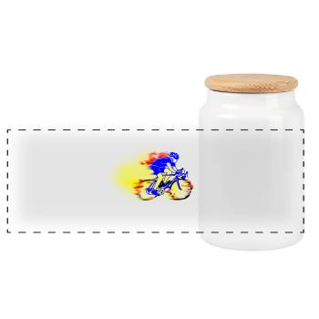 racing bicycle - Boîte à biscuits avec couvercle en bois - blanc - Devant