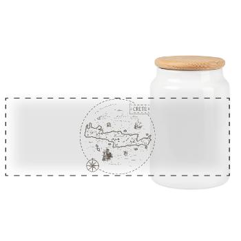 Vintage Karte Kreta - Panorama Keksdose mit Holzdeckel - Weiß - Vorne
