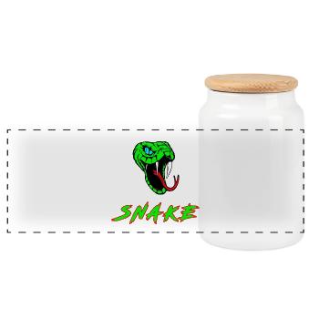 Snake Animal Gift Cobra Boa Mamba Reptile - Panoramic Cookie Jar with Wooden Lid - white - Front