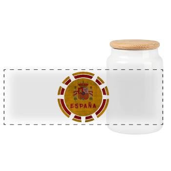 Espagne Espana cercle avec des armoiries vintage / cadeau - Boîte à biscuits avec couvercle en bois - blanc - Devant