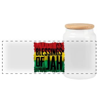 Bénédiction des JAH aux couleurs du reggae - Boîte à biscuits avec couvercle en bois - blanc - Devant
