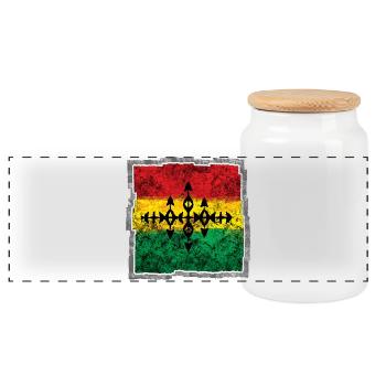 Abstract Reggae Coloring Cross - Panoramic Cookie Jar with Wooden Lid - white - Front