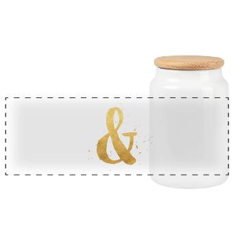Ampersand Gold Optik Dear Community Family - Panoramic Cookie Jar with Wooden Lid - white - Front
