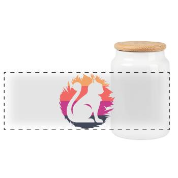 Icône de chat Couleurs Illustration Icône - Boîte à biscuits avec couvercle en bois - blanc - Devant