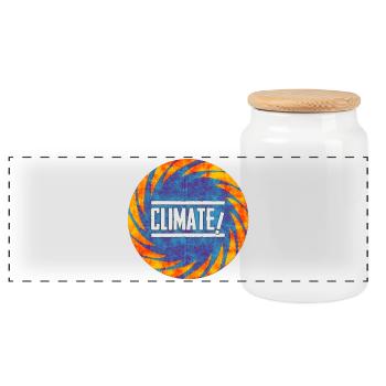 Climate Change Protest Design - Panoramic Cookie Jar with Wooden Lid - white - Front