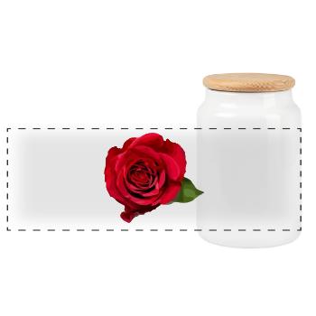Rose - Panorama Keksdose mit Holzdeckel - Weiß - Vorne