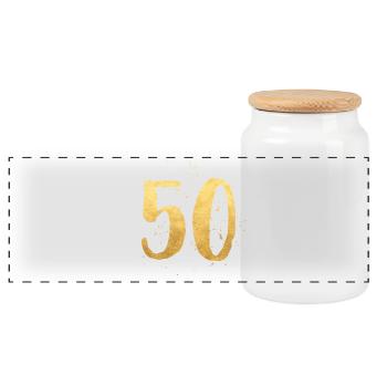 50 gold runder Geburtstag fünfzig Geschenk Zahl - Panorama Keksdose mit Holzdeckel - Weiß - Vorne