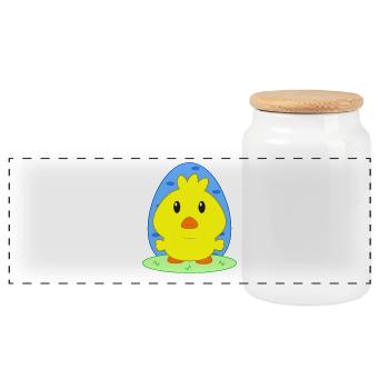 Poussins, Pâques, animaux pour enfants, douces frises - Boîte à biscuits avec couvercle en bois - blanc - Devant